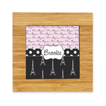 Paris Bonjour and Eiffel Tower Bamboo Trivet with Ceramic Tile Insert (Personalized)