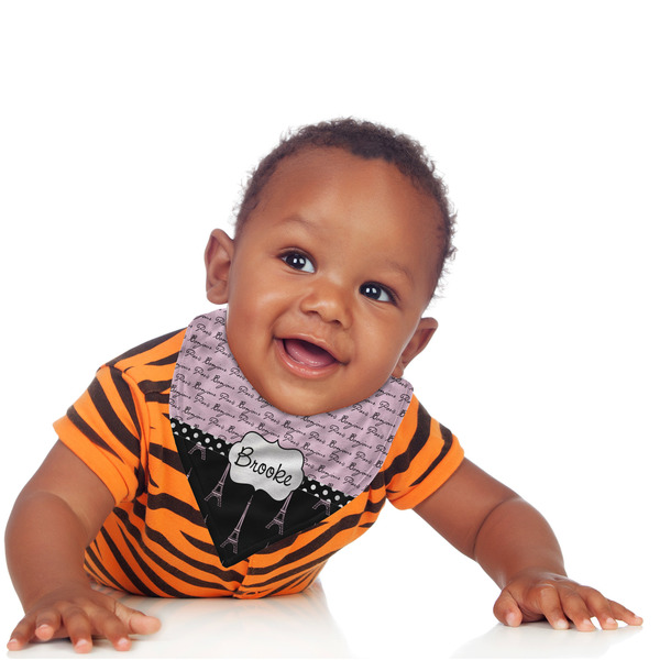Paris Bonjour and Eiffel Tower Bandana Bib - (Lifestyle 1 boy)
