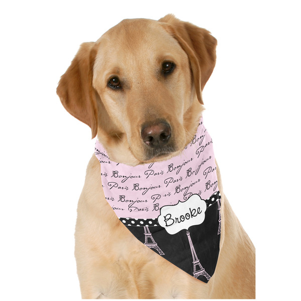 Custom Paris Bonjour and Eiffel Tower Dog Bandana Scarf w/ Name or Text