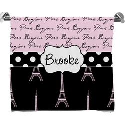 Paris Bonjour and Eiffel Tower Bath Towel (Personalized)