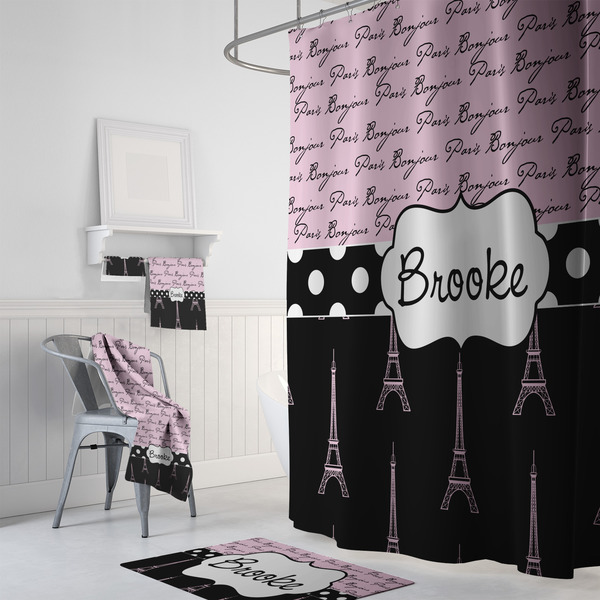 Paris Bonjour and Eiffel Tower Bath Towel Sets - 3-piece - In Context