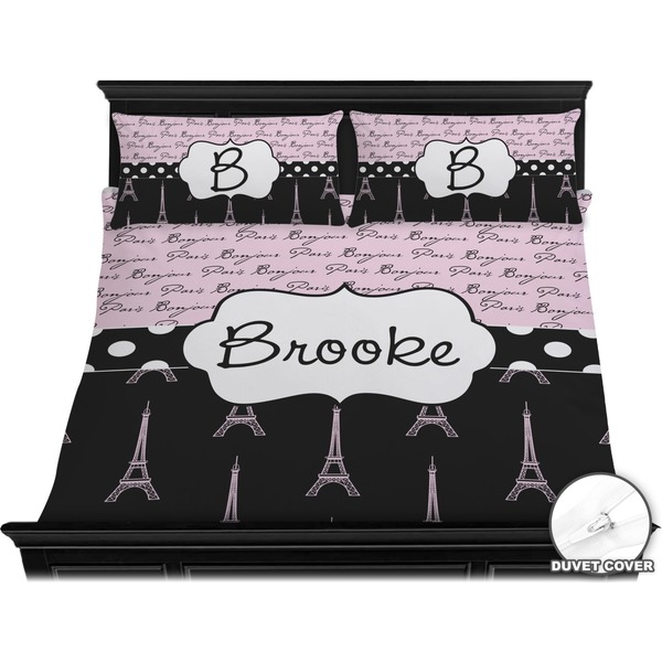 Paris Bonjour and Eiffel Tower Bedding Set (King) - Duvet