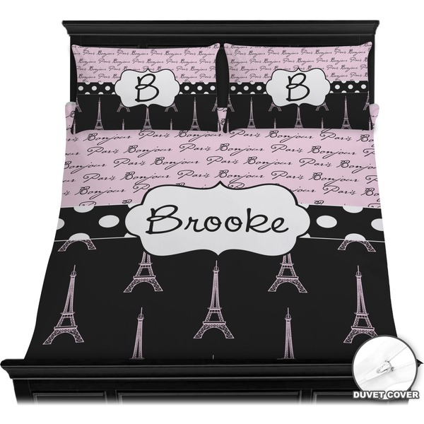 Paris Bonjour and Eiffel Tower Bedding Set (Queen) - Duvet