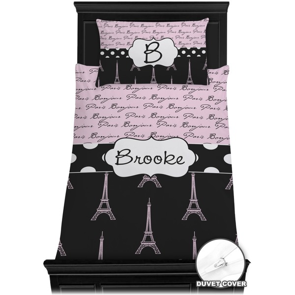Paris Bonjour and Eiffel Tower Bedding Set (Twin) - Duvet