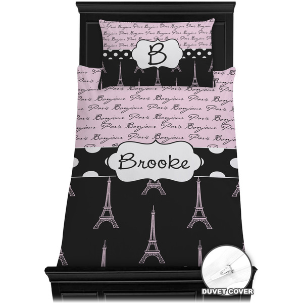 Paris Bonjour and Eiffel Tower Bedding Set (TwinXL) - Duvet