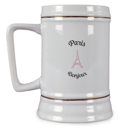 Paris Bonjour and Eiffel Tower Beer Stein (Personalized)