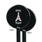 Paris Bonjour and Eiffel Tower Black Plastic 5.5" Stir Stick - Single Sided - Round - Front & Back