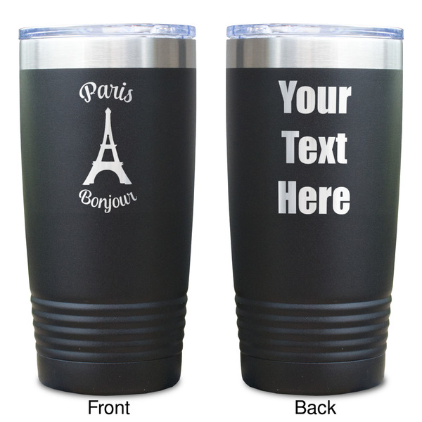 Paris Bonjour and Eiffel Tower Black Polar Camel Tumbler - 20oz - Double Sided  - Approval