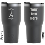 Paris Bonjour and Eiffel Tower RTIC Tumbler - Black - Engraved Front & Back (Personalized)