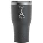 Paris Bonjour and Eiffel Tower RTIC Tumbler - Black - Engraved Front (Personalized)