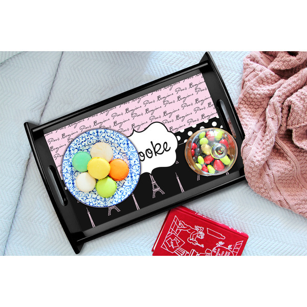Paris Bonjour and Eiffel Tower Black Tray - Lifestyle (UPDATED)