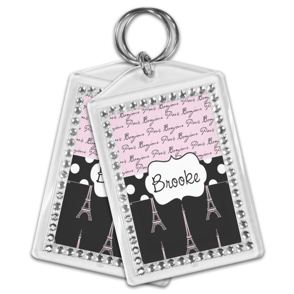 Paris Bonjour and Eiffel Tower Bling Keychain - MAIN