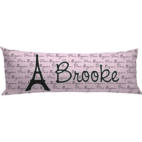 Custom Paris Bonjour and Eiffel Tower Body Pillow Case (Personalized)