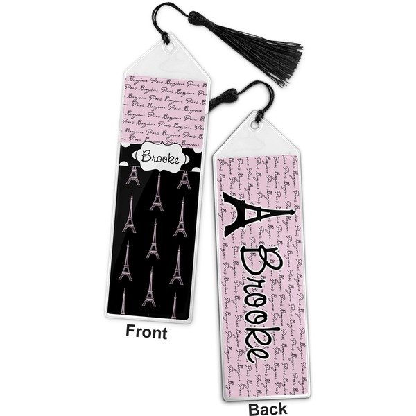 Paris Bonjour and Eiffel Tower Bookmark with tassel - Front and Back