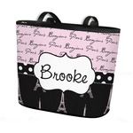 Paris Bonjour and Eiffel Tower Bucket Tote w/ Genuine Leather Trim (Personalized)