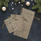 Paris Bonjour and Eiffel Tower Burlap Gift Bags - LIFESTYLE (Flat lay)