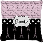 Paris Bonjour and Eiffel Tower Faux-Linen Throw Pillow 16" (Personalized)