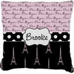 Paris Bonjour and Eiffel Tower Faux-Linen Throw Pillow 26" (Personalized)