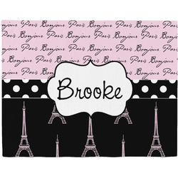 Paris Bonjour and Eiffel Tower Woven Fabric Placemat - Twill w/ Name or Text