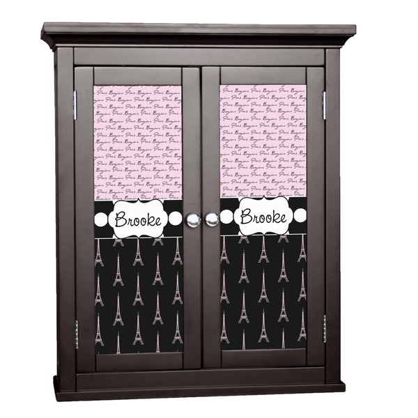 Custom Paris Bonjour and Eiffel Tower Cabinet Decal - Small (Personalized)