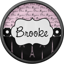Paris Bonjour and Eiffel Tower Cabinet Knob (Black) (Personalized)