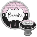 Paris Bonjour and Eiffel Tower Cabinet Knob (Silver) (Personalized)