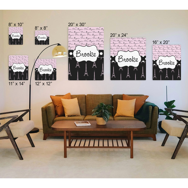 Paris Bonjour and Eiffel Tower Canvas Prints - Multiple Sizes