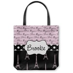 Paris Bonjour and Eiffel Tower Canvas Tote Bag - Small - 13"x13" (Personalized)