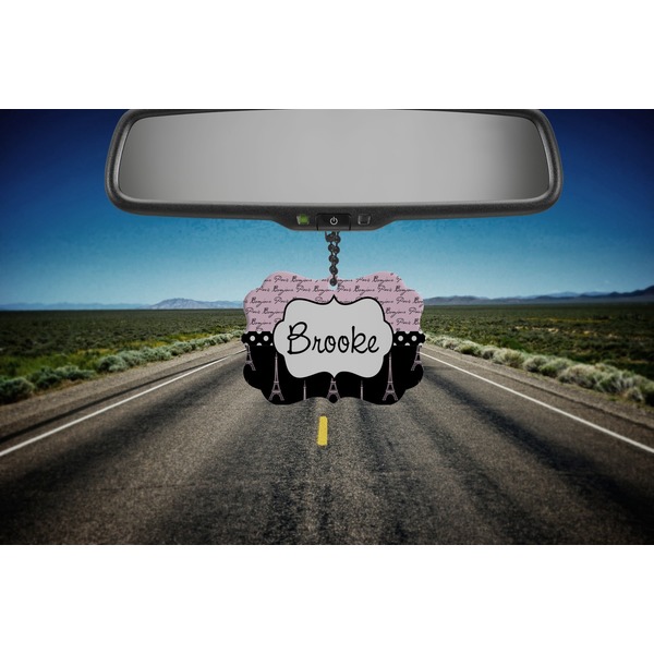 Paris Bonjour and Eiffel Tower Car Ornament (Road)