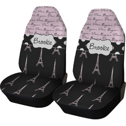 Paris Bonjour and Eiffel Tower Car Seat Covers (Set of Two) (Personalized)