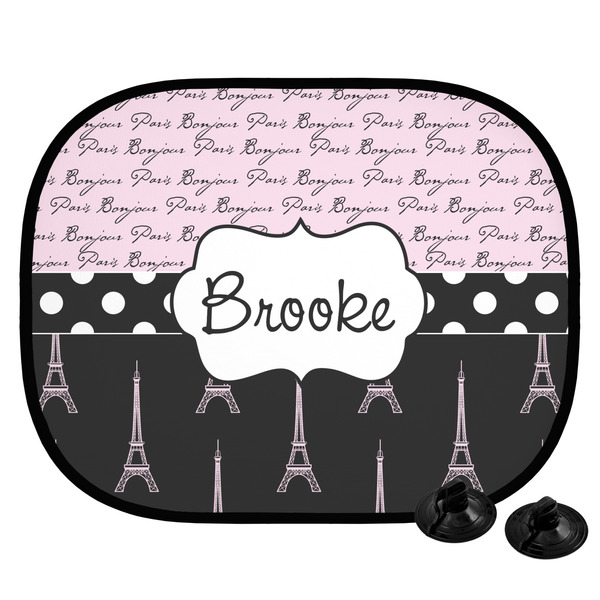 Custom Paris Bonjour and Eiffel Tower Car Side Window Sun Shade (Personalized)
