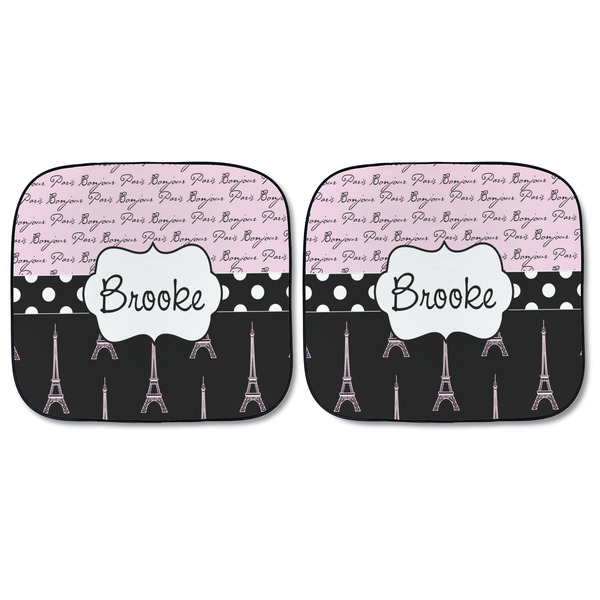 Paris Bonjour and Eiffel Tower Car Sun Shades - FRONT