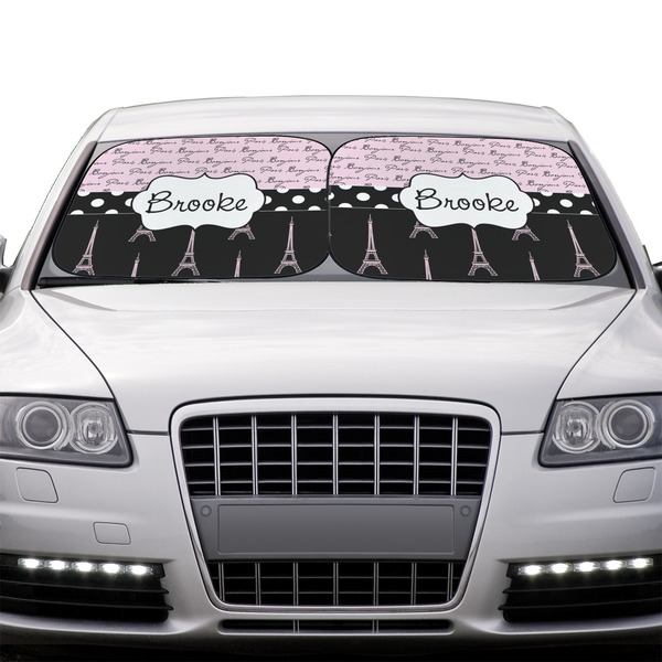 Paris Bonjour and Eiffel Tower Car Sun Shades - IN CONTEXT