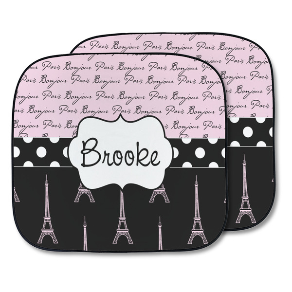 Custom Paris Bonjour and Eiffel Tower Car Sun Shade - Two Piece (Personalized)