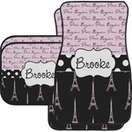 Paris Bonjour and Eiffel Tower Car Floor Mats Set - 2 Front & 2 Back (Personalized)