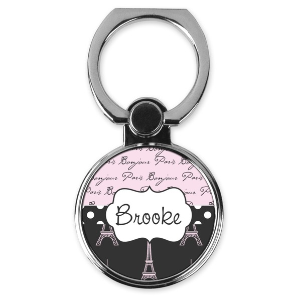 Custom Paris Bonjour and Eiffel Tower Cell Phone Ring Stand & Holder (Personalized)