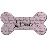 Paris Bonjour and Eiffel Tower Ceramic Dog Ornament - Front w/ Name or Text