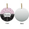 Paris Bonjour and Eiffel Tower Ceramic Flat Ornament - Circle Front & Back (APPROVAL)