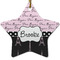 Paris Bonjour and Eiffel Tower Star Ceramic Ornament w/ Name or Text