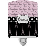 Paris Bonjour and Eiffel Tower Ceramic Night Light (Personalized)