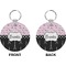 Paris Bonjour and Eiffel Tower Circle Keychain (Front + Back)