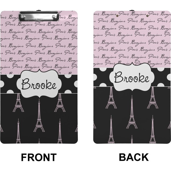 Paris Bonjour and Eiffel Tower Clipboard (Legal) (Front + Back)