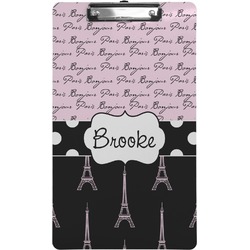 Paris Bonjour and Eiffel Tower Clipboard (Legal Size) (Personalized)