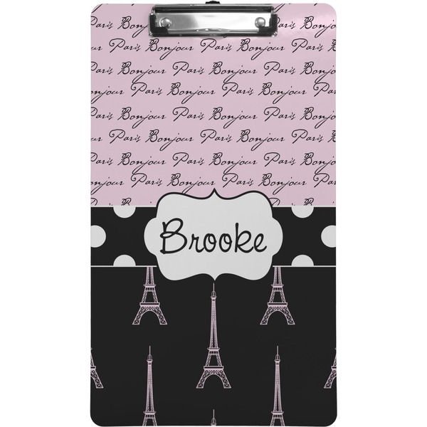 Custom Paris Bonjour and Eiffel Tower Clipboard (Legal Size) (Personalized)
