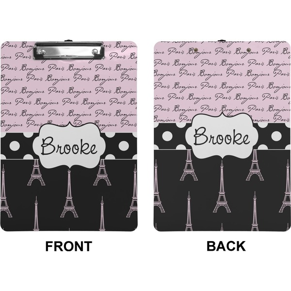 Paris Bonjour and Eiffel Tower Clipboard (Letter) (Front + Back)