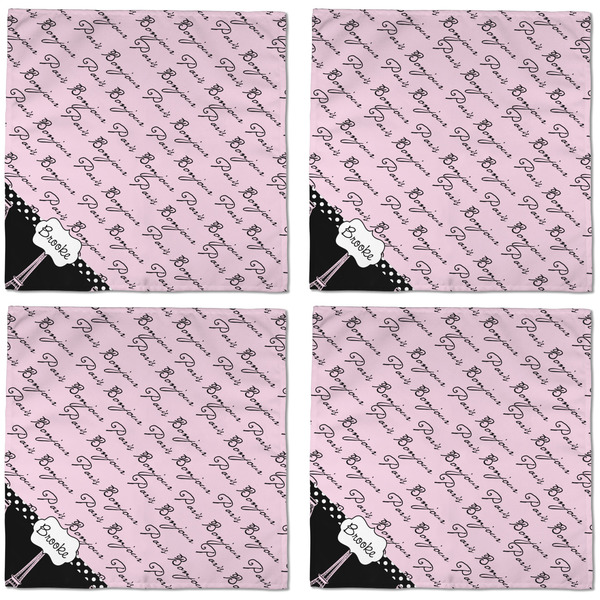 Paris Bonjour and Eiffel Tower Cloth Napkins - Personalized Dinner (APPROVAL) Set of 4