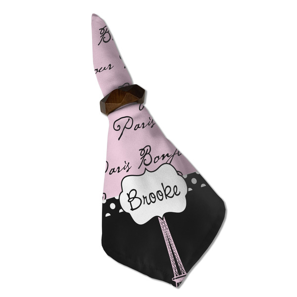 Paris Bonjour and Eiffel Tower Cloth Napkins - Personalized Dinner (Folded in Ring) (MAIN)