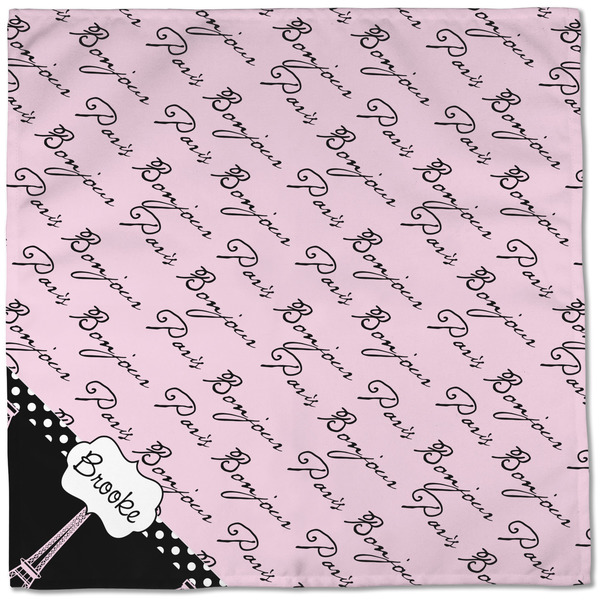 Paris Bonjour and Eiffel Tower Cloth Napkins - Personalized Dinner (Full Open)