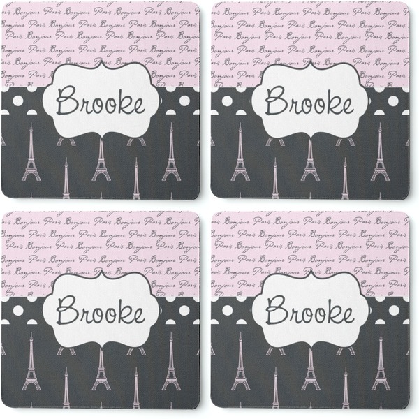 Paris Bonjour and Eiffel Tower Coaster Rubber Back - Apvl