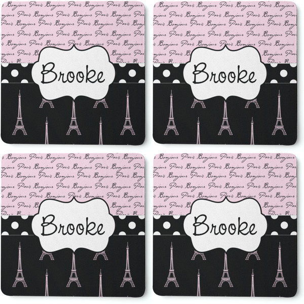 Paris Bonjour and Eiffel Tower Coaster Rubber Back - Apvl